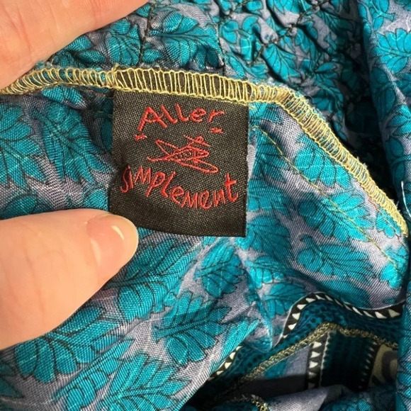 Aller Simplement Halter Smocked Flowy Satin Silky Maxi Dress Tropical S/M Boho - Picture 7 of 9